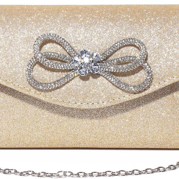 Chic Champagne Evening Clutch Bag | Luxurious PU Leather with Magnetic Closure - Picture 1 of 7